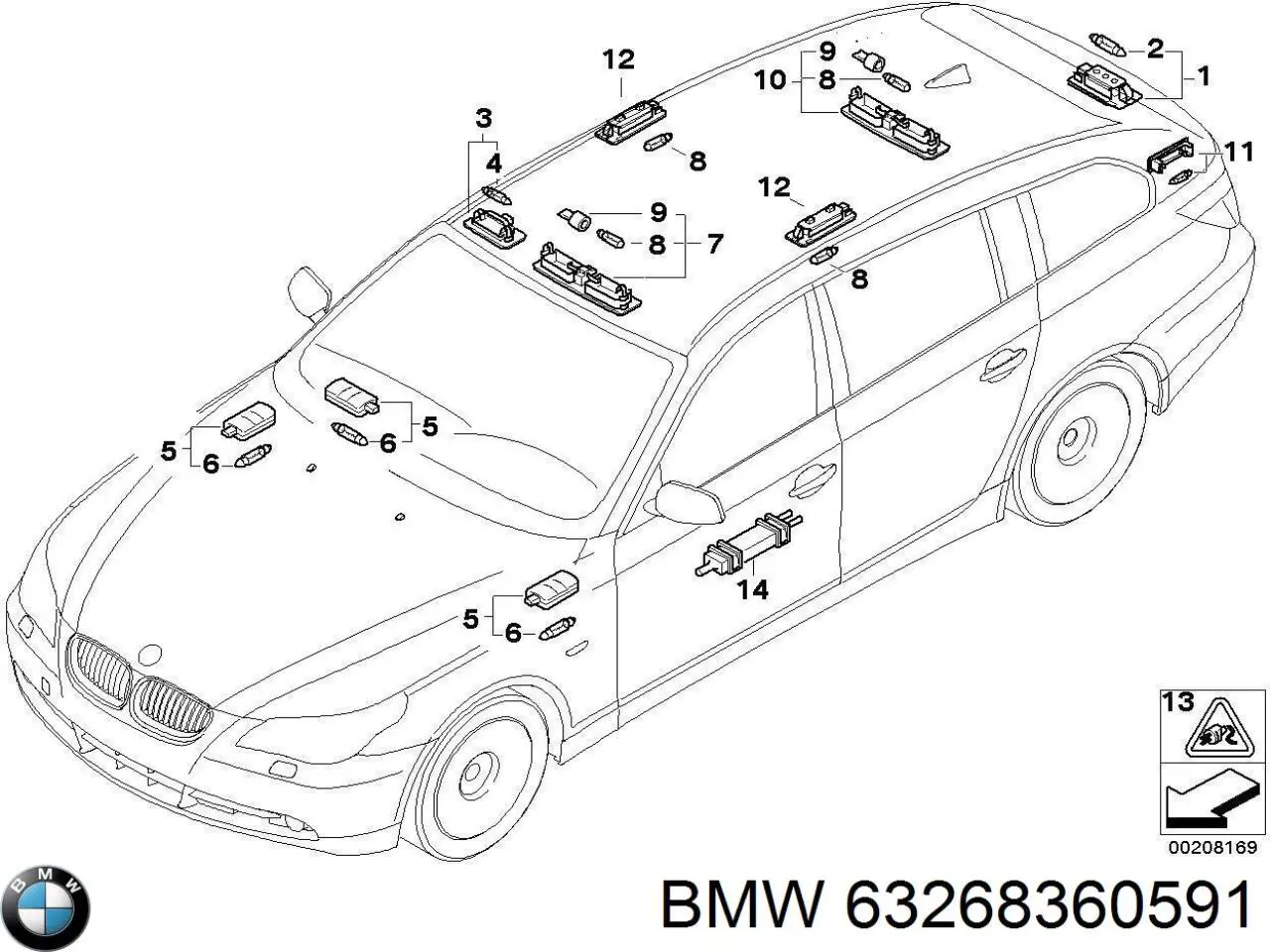 Купити 63268360591 BMW Ліхтар підсвічування заднього номерного знака