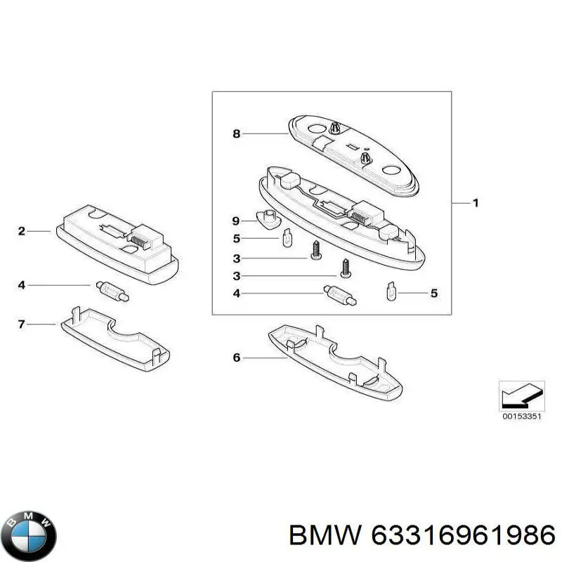 63316961986 BMW Плафони внутрішнього освітлення