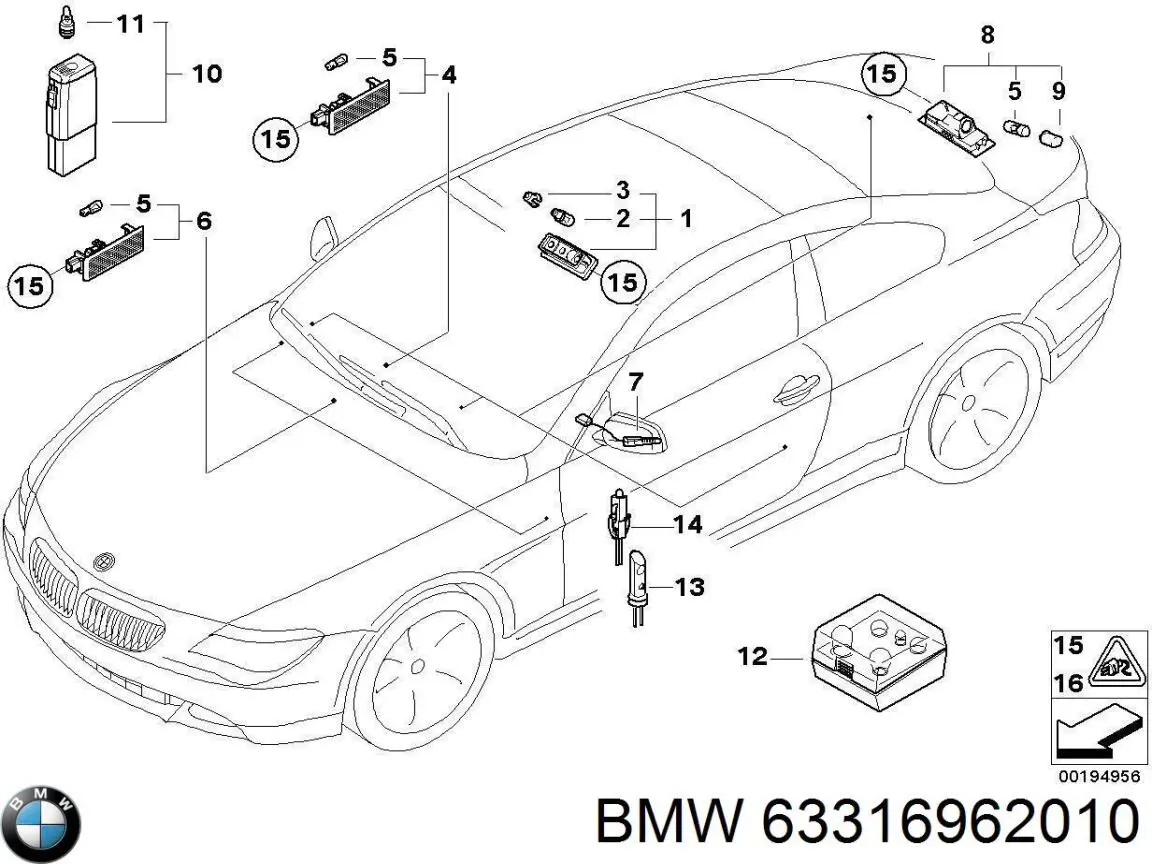 63316962010 BMW Лампочка освітлення салону
