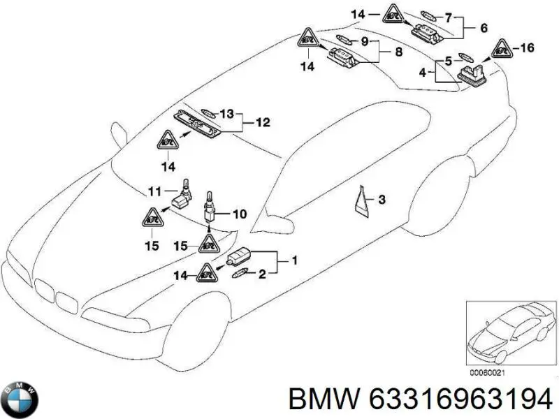 63316963194 BMW Лампочка освітлення салону