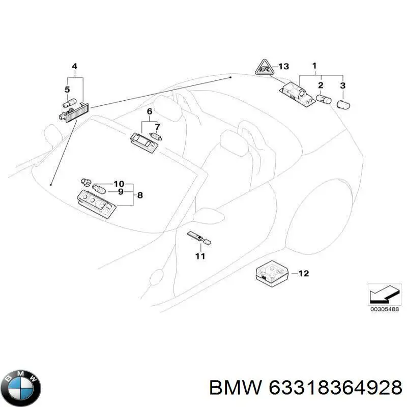 Плафон освітлення салону/кабіни BMW 63318364928 ціна, від 5.56 USD