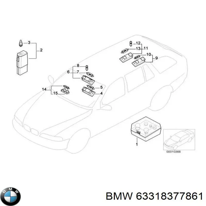 Плафон освітлення салона/кабіни, задній 63318377861 BMW