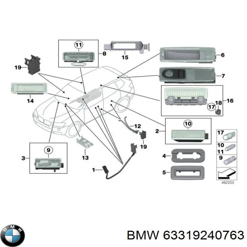 Плафон освітлення кабіни 63319240763 BMW