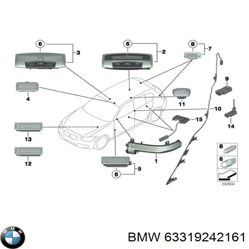 Купити 9242161 BMW Ліхтар підсвічування ніг, передній