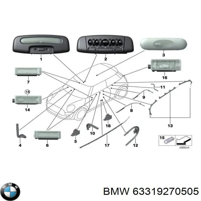 63319270505 BMW Лампа підсвічування в двері, передньої правої