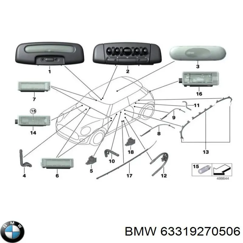 Плафон підсвітки багажного відсіку 9270506 BMW