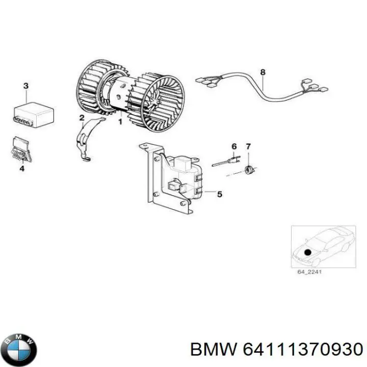 Купити 64111370930 BMW Електродвигуни (електродвигун обігрівача) або розетка причепа штепсельная