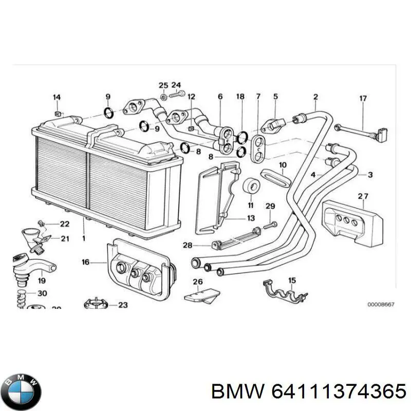 Радіатор пічки (обігрівача) BMW 64111374365 ціна, від 27.36 USD