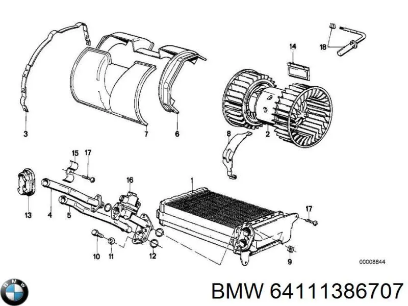 64111386707 BMW Кран пічки (обігрівача)