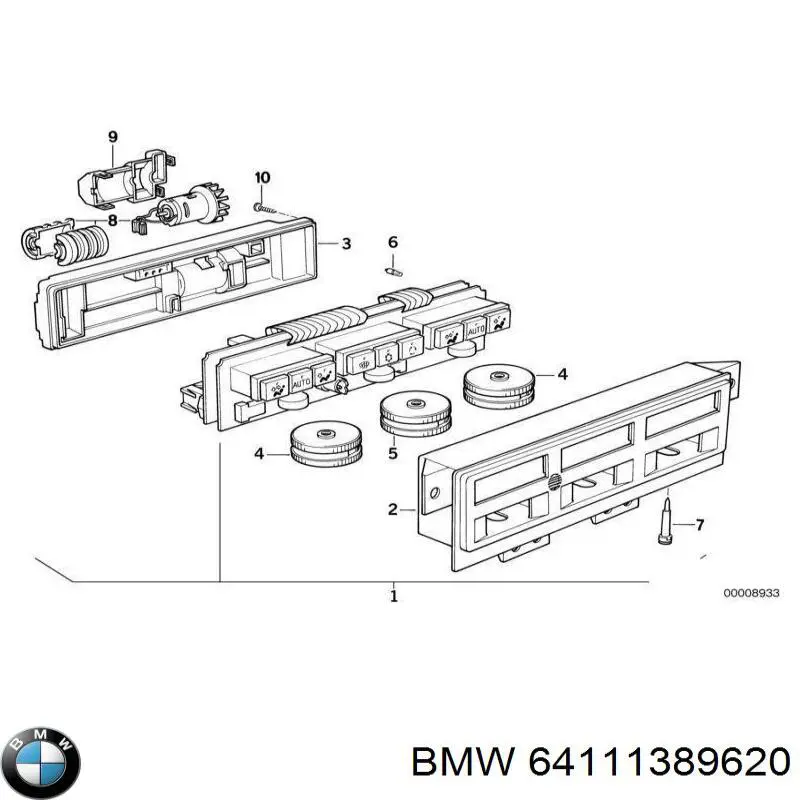 Реостат/перемикач-регулятор режиму обігрівача салону 64111389620 BMW