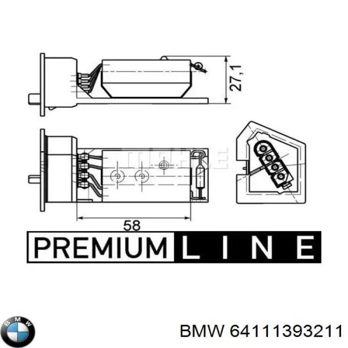 Резистор (опір) пічки, обігрівача салону 64111393211 BMW