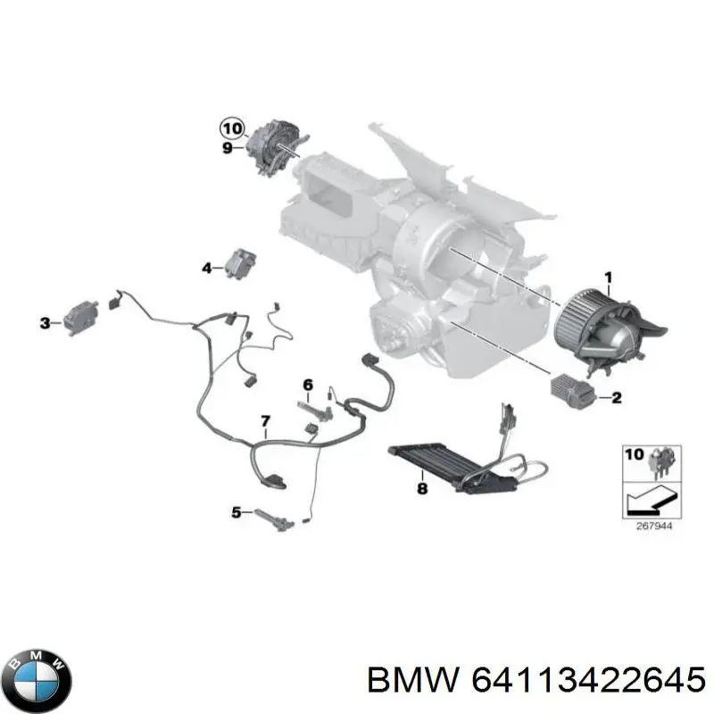 64113422645 BMW Електромотор пічки
