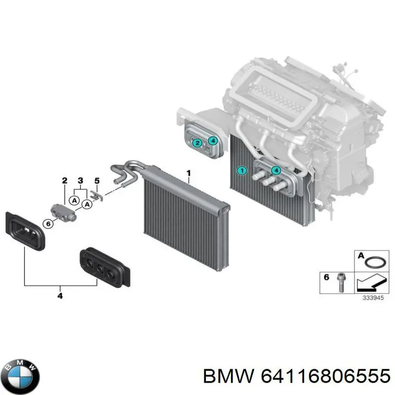 64116806555 BMW радіатор кондиціонера салонний, випарник