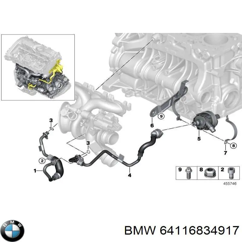 Помпа водяна (насос) охолодження, додатковий електричний 64116834917 BMW