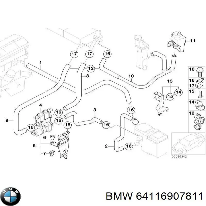 Помпа водяна (насос) охолодження, додатковий електричний 64116907811 BMW