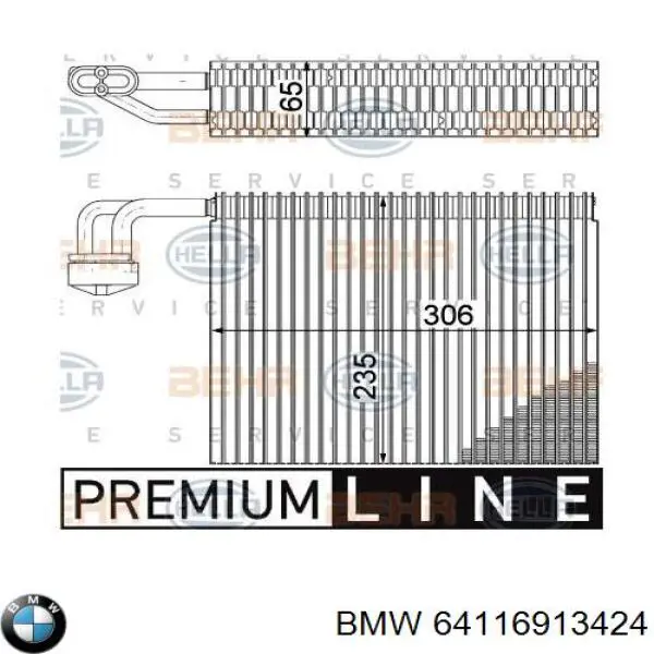 Випаровувач кондиціонера BMW 64119134629 ціна, від 627.81 USD