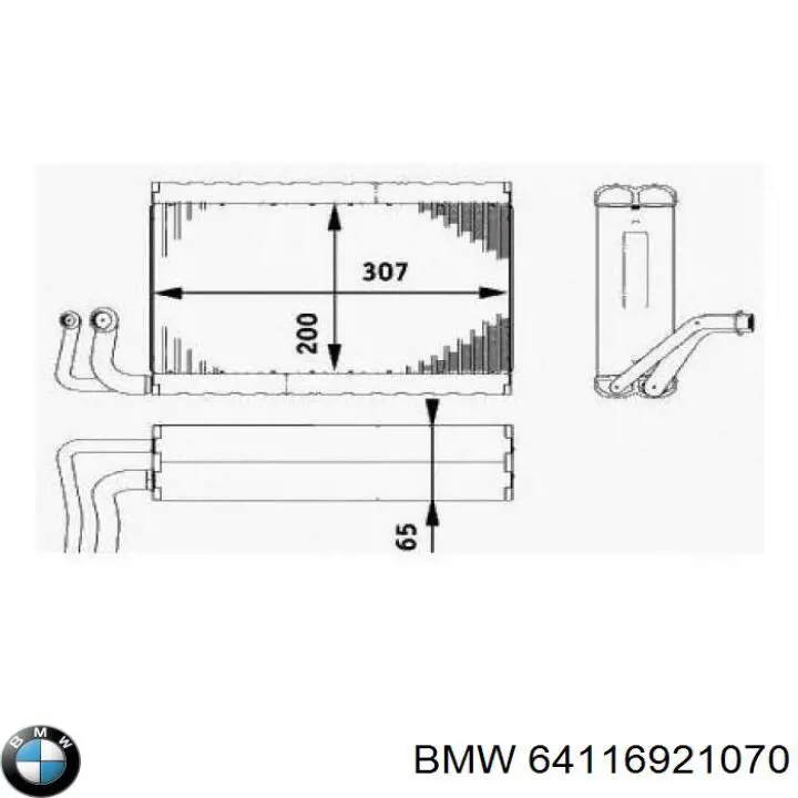 Радіатор кондиціонера салонний, випарник 64116921070 BMW