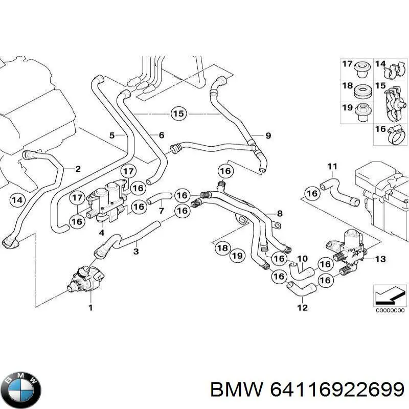 Помпа водяна, (насос) охолодження, додатковий електричний BMW 64116922699