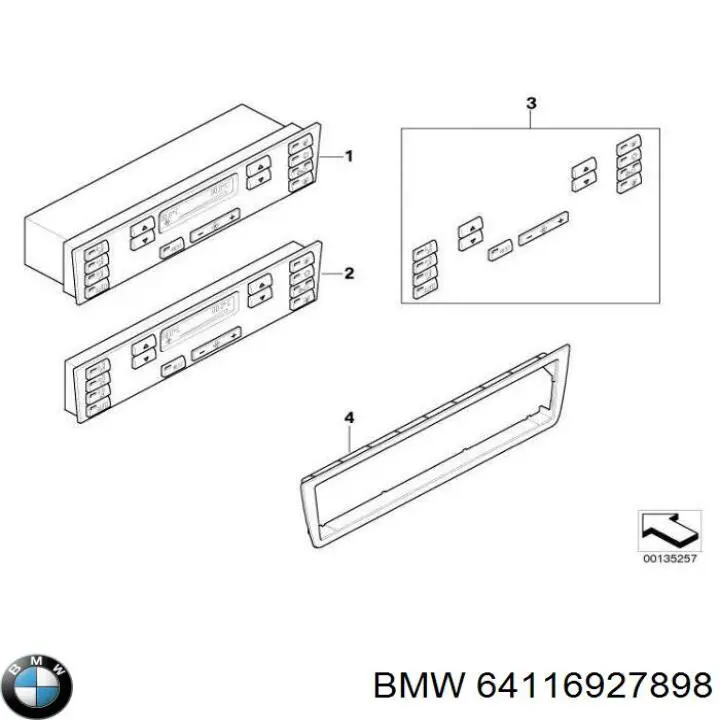 64116927898 BMW реостат/перемикач-регулятор режиму обігрівача салону