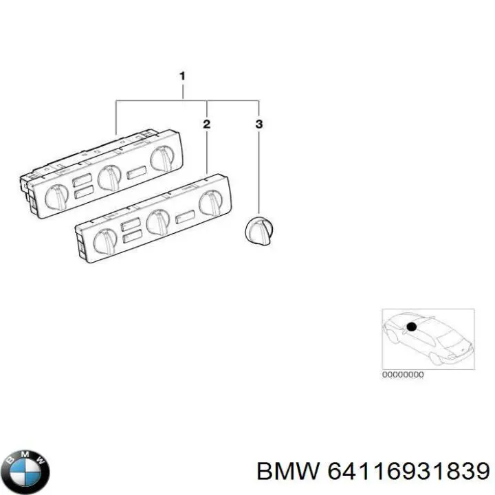 64116931839 BMW реостат/перемикач-регулятор режиму обігрівача салону