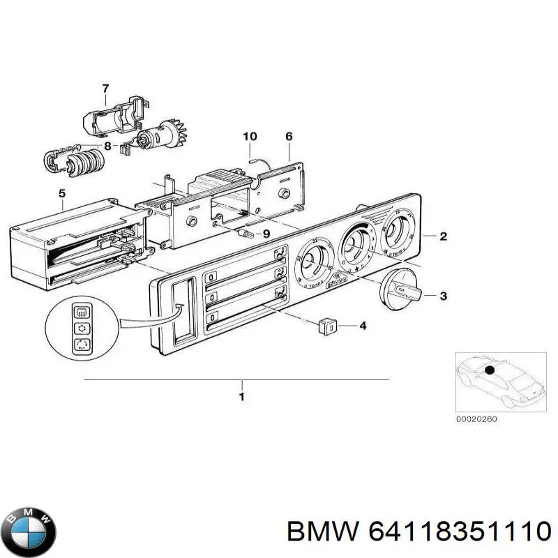 Реостат/перемикач-регулятор режиму обігрівача салону 64118351110 BMW