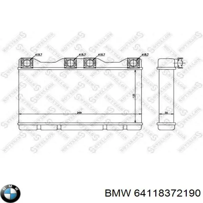 64118372190 BMW Радіатор опалювача салону