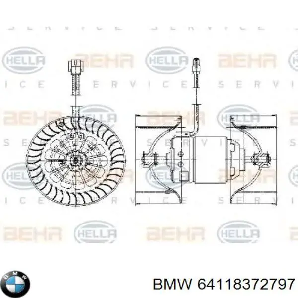 64118372797 BMW двигун вентилятора пічки (обігрівача салону)