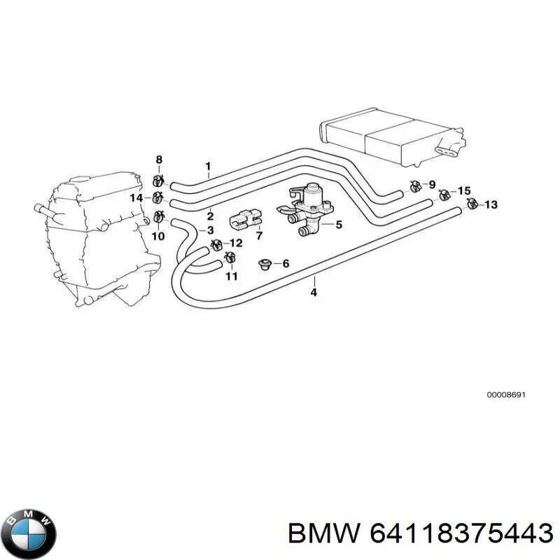 Кран пічки (обігрівача) 64118375443 BMW