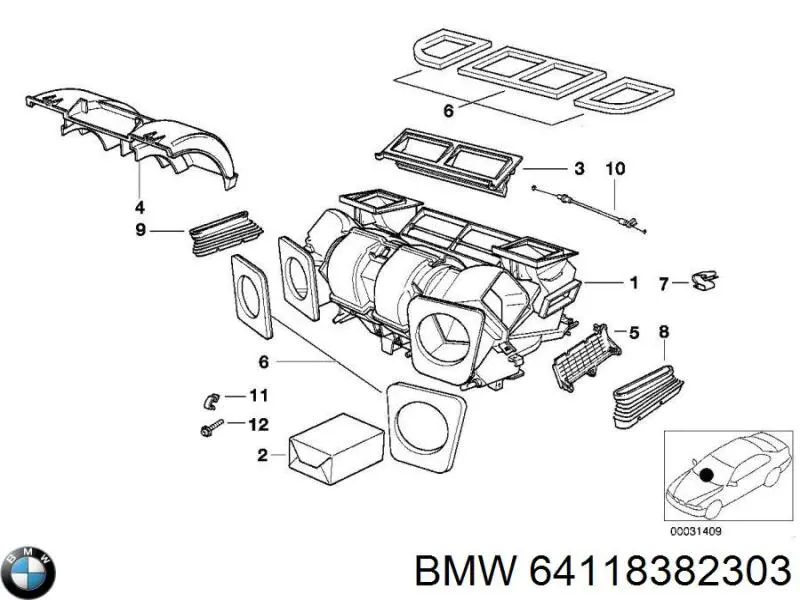 Купити 64118382303 BMW Корпус печі в зборі