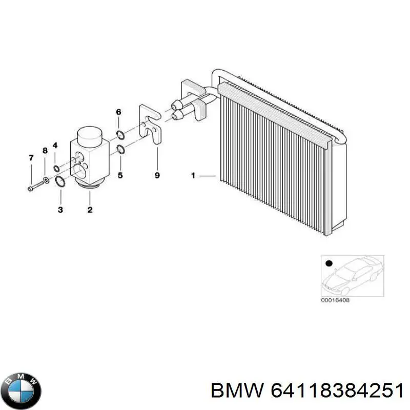 Купити 64118384251 BMW Радіатор опалювача салону