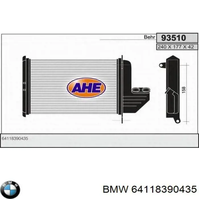 64118390435 BMW Радіатор опалювача салону