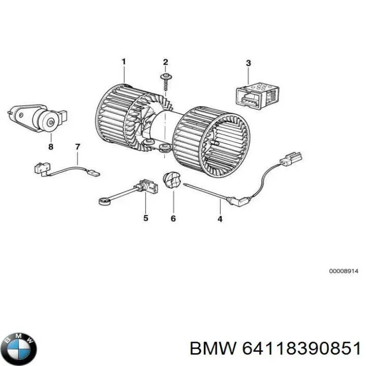 Купити 64118390851 BMW Електродвигуни (електродвигун обігрівача) або розетка причепа штепсельная