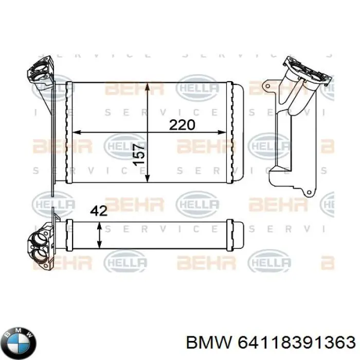 64118391363 BMW радіатор пічки (обігрівача)