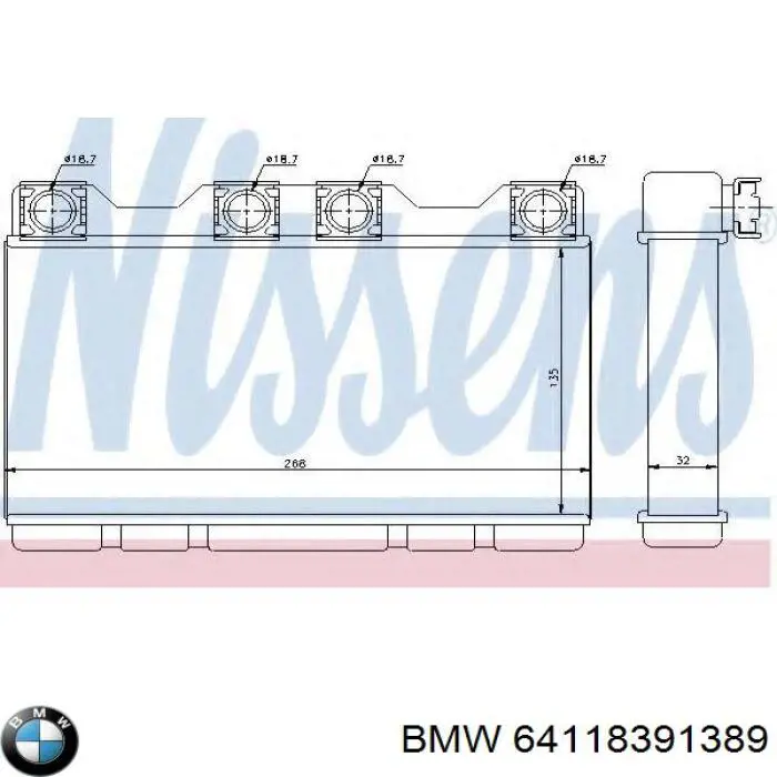 Радіатор пічки (обігрівача) BMW 64118391389 ціна, від 226.79 USD