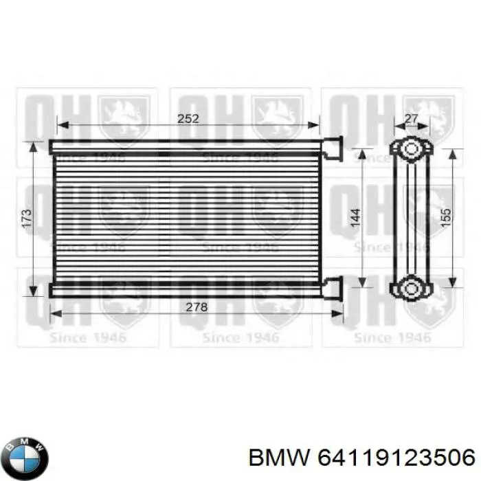 Радіатор пічки (обігрівача) BMW 64119123506 ціна, від 38.00 USD