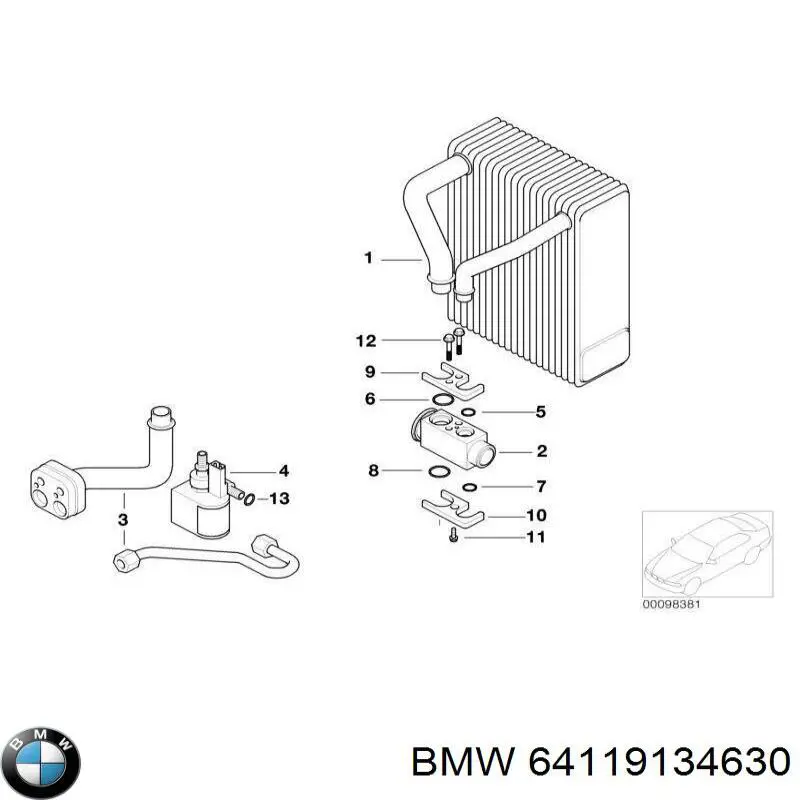 Купити 64119134630 BMW Радіатор опалювача салону