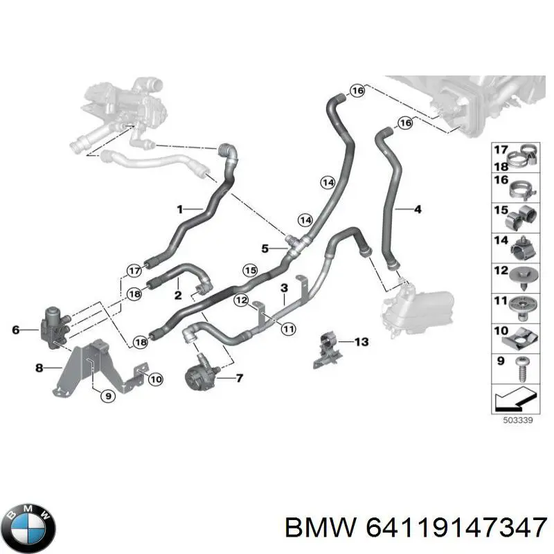 Регулюючий клапан охолоджувальної рідини BMW 64119147347 ціна, від 49.43 USD