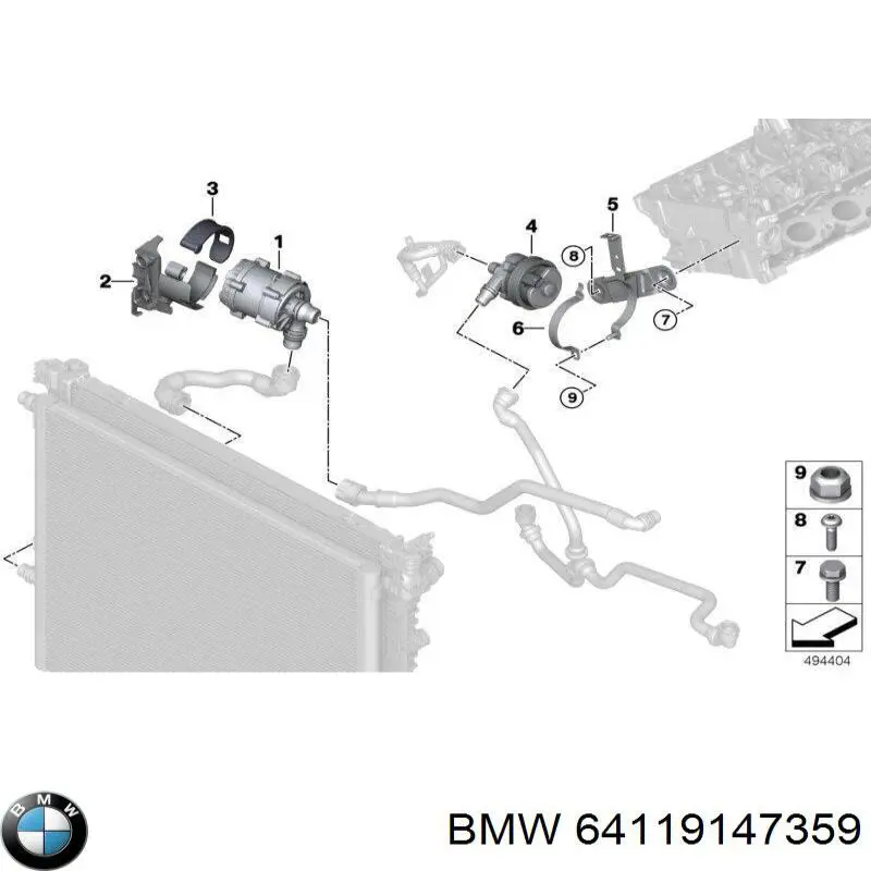 Помпа водяна (насос) охолодження, додатковий електричний 64119147359 BMW