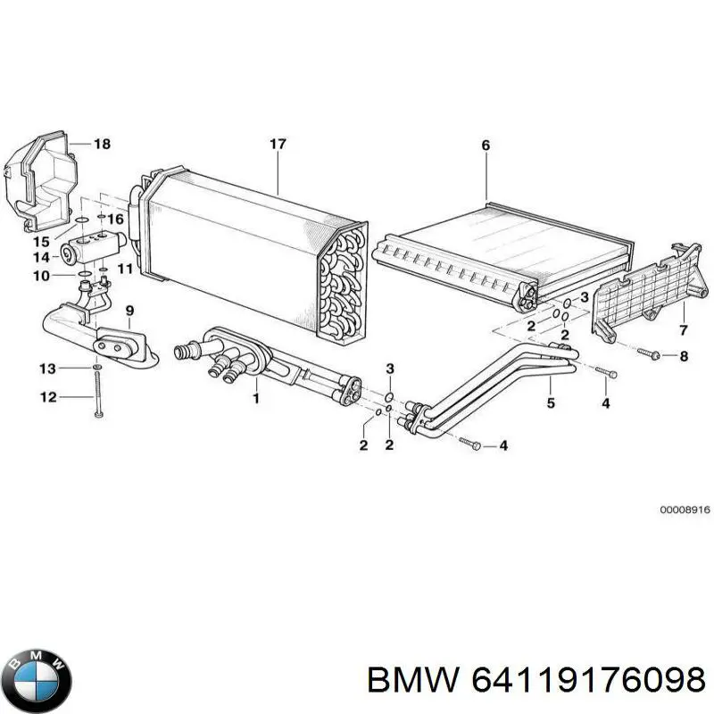 Радіатор пічки (обігрівача) BMW 64119176098 ціна, від 1265.04 USD