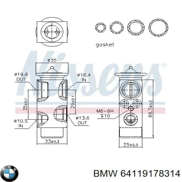 Клапан TRV, кондиціонера 64119178314 BMW