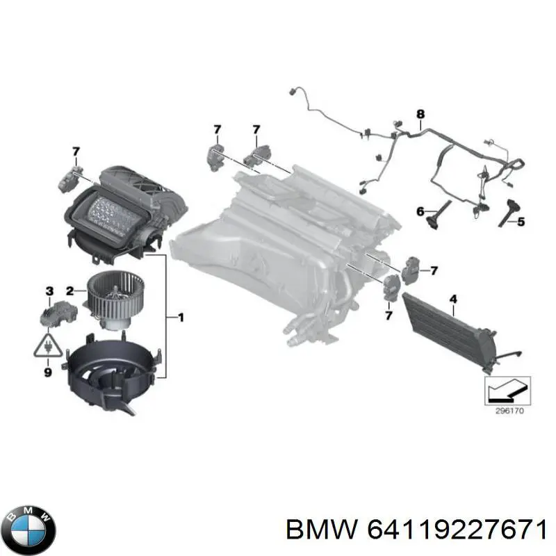 Двигун вентилятора пічки (обігрівача салону) 64119227671 BMW