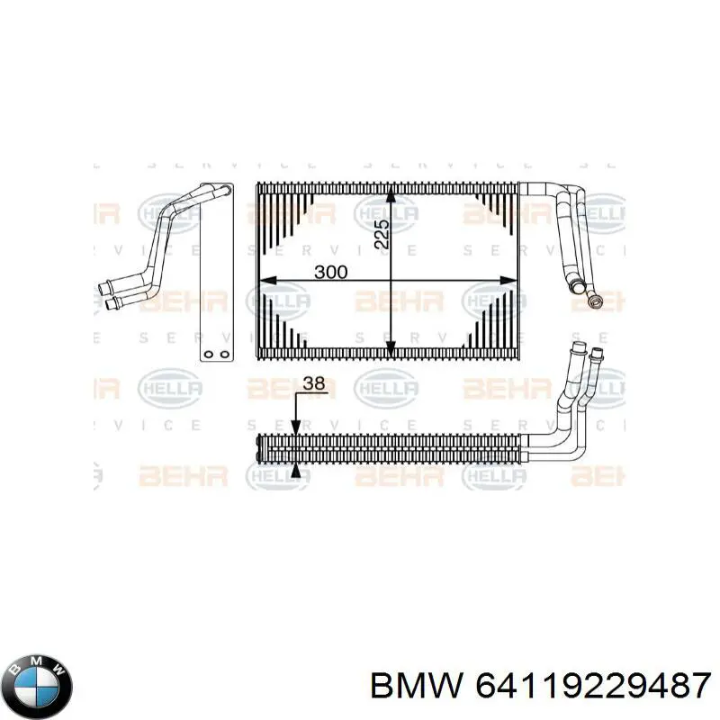 Радіатор кондиціонера салонний, випарник 64119229487 BMW