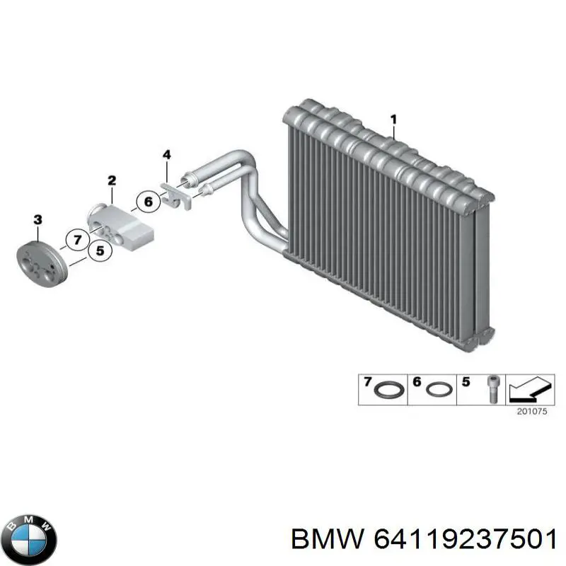 64119237501 BMW радіатор кондиціонера салонний, випарник