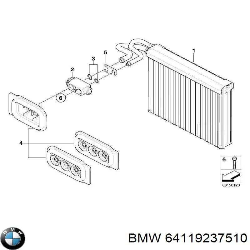 Радіатор кондиціонера салонний, випарник 64119237510 BMW