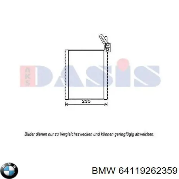 Радіатор кондиціонера салонний, випарник 64119262359 BMW