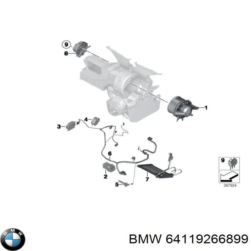 Двигун вентилятора пічки (обігрівача салону) BMW 64119266899 ціна, від 33.12 USD