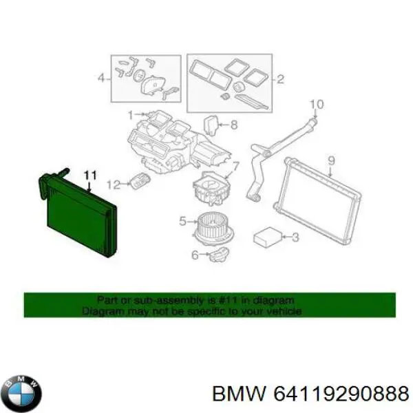 Купити 64119290888 BMW Радіатор опалювача салону