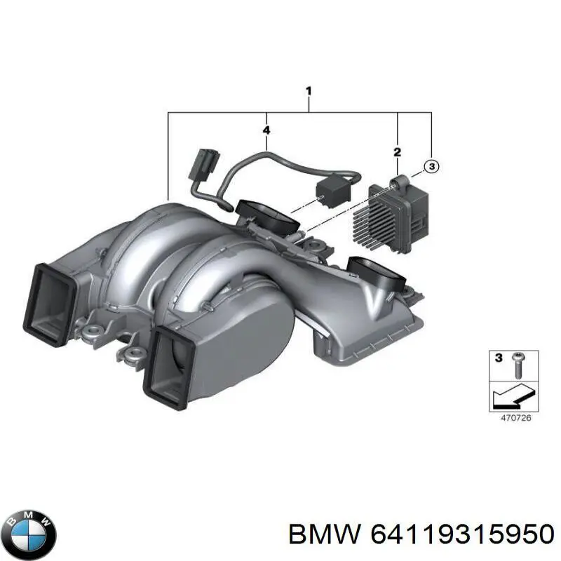 Двигун вентилятора пічки (опалювача салону), задній 64119315950 BMW