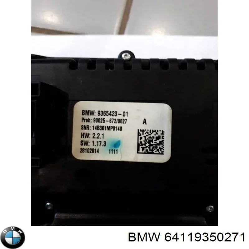 Блок управління кондиціонером 64119388807 BMW