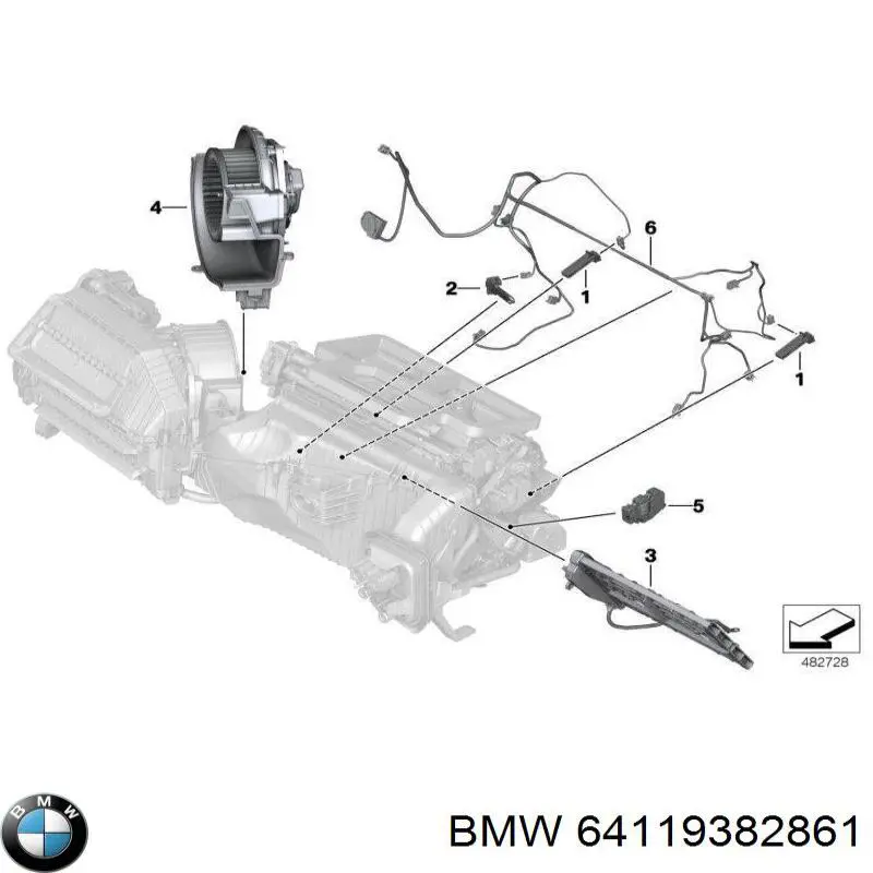 Двигун вентилятора пічки (обігрівача салону) BMW 64119382861 ціна, від 18.96 USD